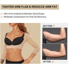 Arm Shaper For Women Posture Corrector Post Surgery Arm Lipo Compression Sleeves Slimming Arm Faja Front Closure Shapewear 3/4 Sleeve Crop Tops Nude - Màu be - Xem 7