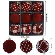 9PCS Glitter Sequin Christmas Balls Ornaments Velvet Christmas Balls Ornaments, 3.14"/80MM Flocked Christmas Tree Hanging Decorations For Xmas Decor Home Decor Christmas Decorations Room Decor Winter Christmas Decorations Home Christmas Gifts Christmas Decor - Multicolor - View 13