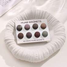 8 Pairs Solid Color Hijab Magnets, Zinc Alloy Pins, Suitable For Spring, Summer, Autumn And Winter For Dress - CT04 - View 7