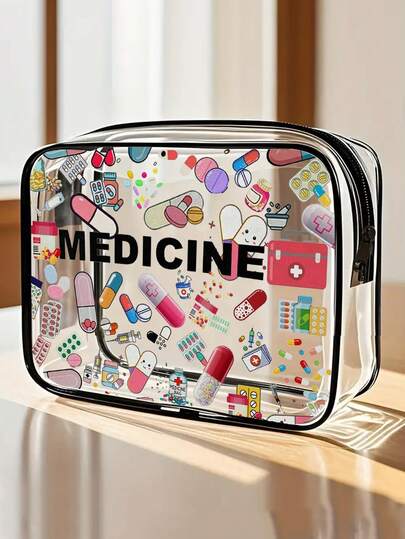 Nova Bolsa de Armazenamento EDICINE - Mini Bolsa de Maquiagem, Bolsa de Toalete Transparente, Essenciais de Viagem, Bolsa de Toalete de Viagem Portátil com Zíper, Bolsa de Toalete Transparente de PVC para Praia, Bolsa de Armazenamento Impermeável, Bolsa de Armazenamento Transparente, Bolsa de Armazenamento de Cabos e Interface USB, Pode Armazenar Medicamentos, Kit Médico, Etc.