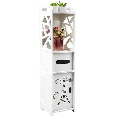 Armoire à Colonne de Salle de Bain, Meuble de Salle de Bain en PVC pour Toilettes, Meuble Autoportant Étagère pour WC Blanc, 80 x 20 x 20 cm