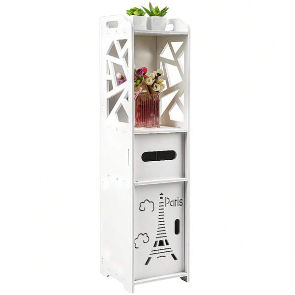 Armoire à Colonne de Salle de Bain, Meuble de Salle de Bain en PVC pour Toilettes, Meuble Autoportant Étagère pour WC Blanc, 80 x 20 x 20 cm
