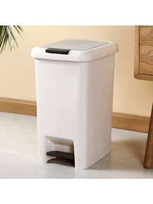 1 个带盖脚踏垃圾桶，塑料材质，卫生防臭，大容量收纳，静音缓降设计，适用于家庭客厅卧室/厨房，配有彩色垃圾袋，日常清洁必备，装饰风格，垃圾桶，办公桌配件，黑色垃圾桶，浴室垃圾桶，垃圾桶，卧室，收纳盒，房间装饰卧室，卫生间垃圾桶