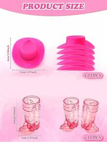 24pcs/Set (12 Mini Plastic Cowboy Hats & 12 Cowboy Boot Cups), Western Cowboy Hat & Boot Cups, Party Supplies Suitable For Theme Birthday Party Decor And Cowboy Bachelor Party Favors, 1oz - Multicolor - View 3
