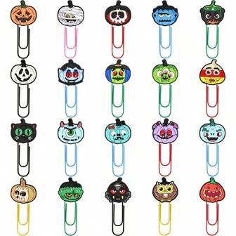 10pcs Halloween Party Decorations Paperclip Bookmarks - Halloween Party Gifts, Bookmarks, Office, Wedding Decorations - Cute Halloween Gifts, Office Supplies, Planner Accessories, Themed Bookmarks, Holiday Stationery, Decorative Clips, Fun Accessories, Durable Bookmarks, Themed Bookmarks, Shopper Gifts(Picture Style Is Shipped Randomly)