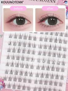 120 pezzi di ciglie finte a grappolo singolo, a forma di C, naturali, per occhio sinistro e destro, estensioni di ciglie naturali, grappoli di ciglie per make-up fai-da-te a casa, stile giapponese