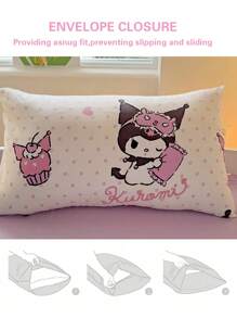 Sanrio 2/3pcs  Bedding Set - /// (1pc Duvet Cover + 1/2pc Pillowcase, No Filling) Cute Cartoon, Full Size, Soft & Comfortable, Suitable For Dorm, Home Bedroom, Hotel, All Seasons, With Zipper Closure And Pillowcase, Multi-Color, Durable, Oversized Bedding Set - White Coulomi - View 3