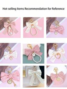 1pc Bowknot Bag Charm, A Bag Accessory, And An Faux Pearl Keychain. It's A Perfect Mother's Day Gift. This Cute Faux Pearl Beaded Bracelet-Style Keychain Exudes A Vintage Charm. It Is Suitable For Decorating Ladies' And Girls' Handbags, Backpacks, And Even Cars. The Pearl Pendant Adorned With A Ribbon Is Also An Excellent Choice For Valentine's Day And Birthday Gifts. - Multicolor - View 3