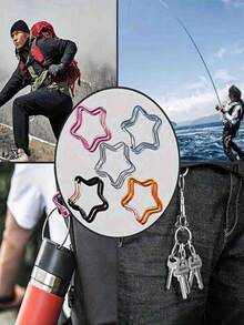Aluminum Star-Shaped Carabiner, Creative Spring Clip Keychain, Outdoor Camping Hiking Accessory, Star Pendant, Jewelry, Decor, Travel Essential - Multicolor - View 10