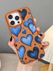 Aesthetic Blue Heart Pattern Phone Case For Women Cute Painting Design Protective Cover Fashion Art Print Shockproof Back Case Compatible With Iphone 16promax/16pro/16plus/16/15promax/15pro/15plus/15/14promax/14pro/14plus/14/13promax/13pro/13/12promax/12pro/12 - 黃色 - 查看 7