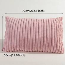1 件仿兔毛条纹枕套，不含枕芯，拉链开合，柔软舒适的床上用品枕套，可拆卸且易于使用，让您舒适入眠 - 粉色 - 查看 5