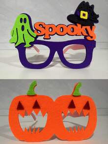 1 pièce Cadre de lunettes lumineux et amusant pour animaux de compagnie pour Halloween, fabriqué en matériau fluorescent, brillant la nuit. Accessoire essentiel pour les fêtes d'animaux de compagnie. 3 styles disponibles : citrouille, toile d'araignée et cadres lumineux en forme de lettre. Accessoire de costume mignon pour animaux de compagnie pour les fêtes et les décorations de vacances