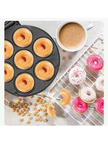 1 件装甜甜圈机迷你甜甜圈机适用于早餐、小吃、甜点等，具有不粘表面，1000W 可制作 7 个可爱的 5 厘米甜甜圈厨房电器家用甜甜圈机华夫饼机 - 查看 4