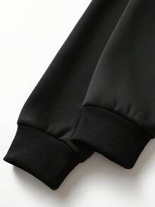 1pc Elegant Printed Pattern Business Casual Plus Size Men's Jacket/Coat, Big & Tall Menswear, Comfortable Fabric, Suitable For Golf, Tennis, Outdoor Travel, Leisure, Great Gift For Men - Black - View 4