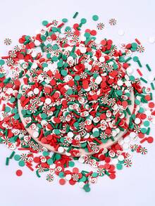 50g/Box zufällig gemischter Mini Weihnachts-Harz-Dekorations-Set, Weihnachts-Schneeflocke Weihnachtsmann Perlen, DIY Feiertags-Party Nagelkunst Dekorations-Accessoires