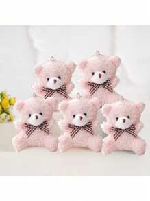 5个卡通领结泰迪熊毛绒玩具，可DIY钥匙扣、包包挂件，适合情人节、毕业派对、生日礼盒、婚礼派对装饰、生日派对DIY装饰、包包钥匙扣挂件、圣诞节、儿童派对礼物、儿童礼物、泰迪熊 - 彩色 - 查看 8