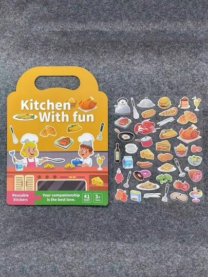 Livro de atividades com adesivos reutilizáveis - Ilustrações de animais, brinquedos de viagem para aventura na selva, jogos educativos de carro/trem/avião, presentes de aniversário para meninos e meninas, desenvolvimento de foco e criatividade, adesivos reutilizáveis para crianças pequenas, design criativo, construção resistente, pré-escola