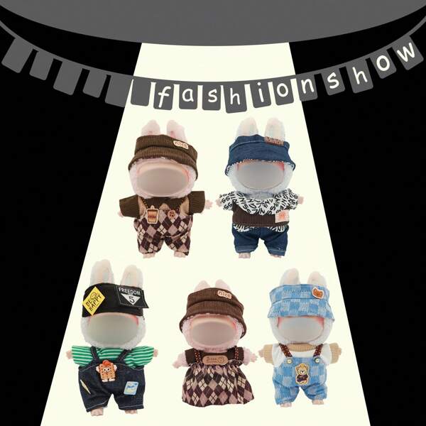 3pcs/Set Bib Pants, Top, And Headband Set, Cute And Fashionable Accessories (Excluding Plush Doll)