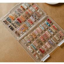 Klimonla Press-On Nails Storage Box, Nail Art Style Collection Box, Display Box, Transparent Frosted Sample, Color Card, Photo Frame Tool Mini Nail Art Tool Storage Box,Only The Boxes Are Sold, Excluding The Items Inside. - Clear - View 15