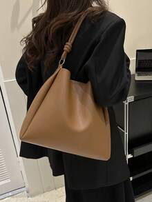 新款奢华PU皮革时尚设计手提包 - 棕色 - 查看 4