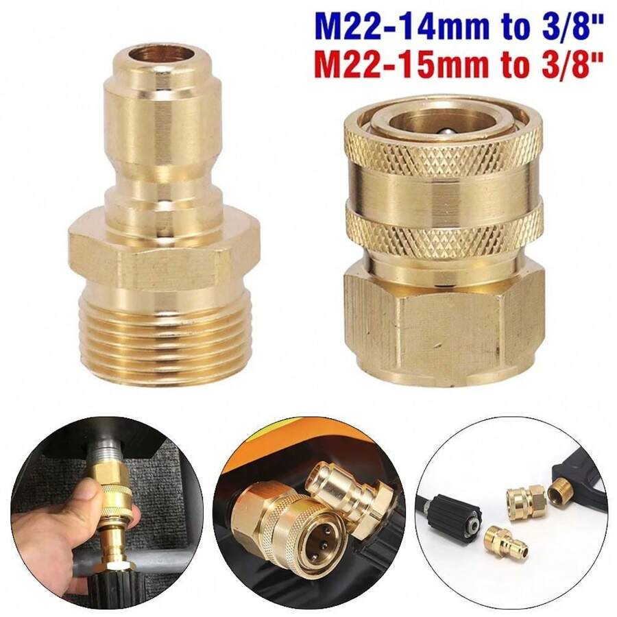 1Set 3/8 M22 To 14/15mm Adapter For High Pressure Wash Machine Water Outlet Set Quick Connect Kits For M22 High Pressure Washer Pipe Joint