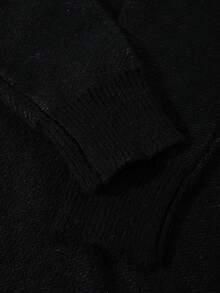 ANDREILEE Gothic Style Letter & Graphic Print Casual Loose Fit Crew Neck Long Sleeve Pullover Sweater, Fashionable Dropped Shoulder Design, Suitable For Spring, Autumn, Winter - Black - View 5