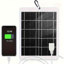 1 Portable Solar Panel 5V Outdoor Solar Charger With USB Voltage Stabilization, Compatible With Mobile Power Supply, Mobile Phone, Flashlight, Fan, Camping Household Lightweight Spare Battery Charger.