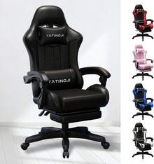 Gaming Chair,With Cushion,Height Adjustable,PU Leather Racing-Style Executive,Reclining Capability,Suitable Office Chair - màu đen - Xem 1