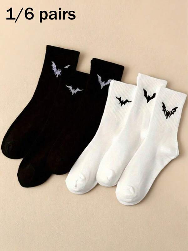 1/6 Paar unisex Halloween Socken - Fledermaus Gothic Stil bequeme Knöchelsocken, geeignet für den täglichen Gebrauch, Partys, Halloween Outfits, alle Jahreszeiten