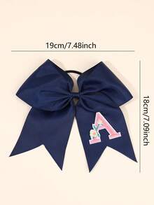 1 件海军蓝啦啦队蝴蝶结，适合女士女孩 A-Z 字母刺绣罗缎丝带蝴蝶结发带纯色字母花朵刺绣蝴蝶结发带优雅蝴蝶结松紧带休闲纯色蝴蝶结发绳啦啦队蝴蝶结橡皮筋女士发饰、马尾辫夹、发圈、发带、弹性发带、家居美容女士配饰礼品 - 藏蓝色 - 查看 4