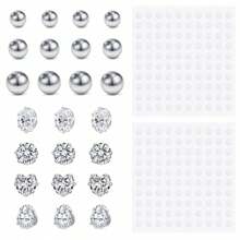 26Pcs Fake Piercing Set, Non Piercing Earring Studs, Fake Belly Rings, Fake Nose Rings, 24pcs CZ Studs And 2 Sheets Stickers For Women Man Daily Wear No Pierced Jewelry - Multicolor - View 12