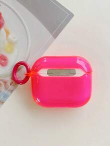 Custom Minimalist Matte Macaron Neon Color Bluetooth Earphone Protective Case, Matte Beige Style, Fashionable And Versatile, Includes 1 Earphone Hook - Fluorescent Rose Red - View 5