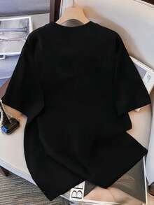 Boys & Teenagers' Casual Cartoon Graphic Black Round Neck Short Sleeve T-Shirt - Black - View 2