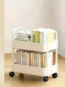 1 pièce Étagère de rangement à double couche sur roulettes, pratique, en plastique durable pour ranger les fournitures de bureau, les collations et les livres - étagère gain de place sous le bureau pour la cuisine, la chambre, la maison et la salle de bain - Multicolore - Voir 5