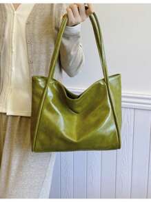 新款软皮大容量手提包，适合课堂通勤手提，独特设计单肩腋下包 - 綠色 - 查看 5