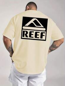 Men's REEF Logo T-Shirt|Minimalist Mountain Graphic|Streetwear Essential|100% Cotton|Unisex Fit|Ideal Gift For Surf & Skate Enthusiasts - 杏色 - 查看 3