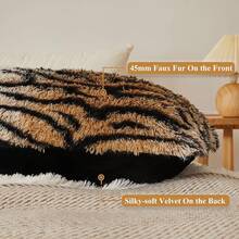 20x54 Fluffy Cheetah Print Body Pillow Cover, Leopard Print Plush Fuzzy Pillowcase With Zipper, Farmhouse Shaggy Long Pillow Cover Women Side Sleepers, Pink - 虎紋棕色 - 查看 4