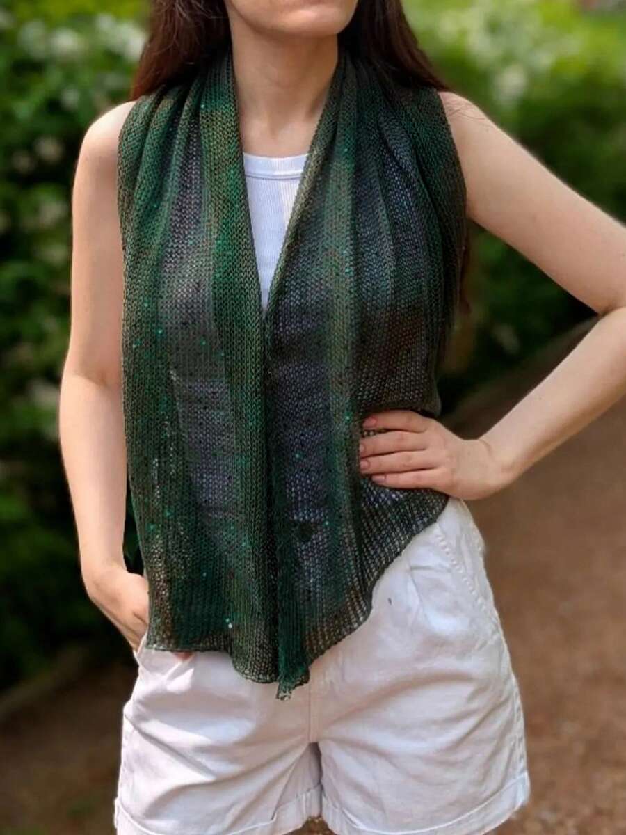 Women Knit Shawl Wrap, Elegant Shiny Sequins Fine Mesh Shoulder Cover-Up For Spring Summer