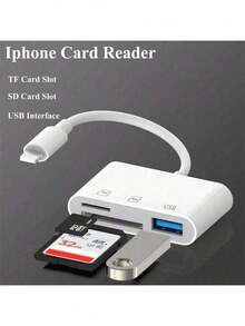 1个带双USB接口和三USB 3.0适配器的SD读卡器，用于读取SD/TF卡，兼容MacBook/iPad/15 Pro Max/15 Pro/15 Plus/15/14/13/12/11/XS/XR/8/7/6以及各种Type-C或Lightning接口的设备，即插即用。1个SD读卡器数码相机适配器，USB三合一相机适配器，适用于 14/13/12/11/X/8/7/iPad和Micro SD卡适配器。