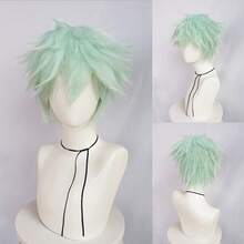 Perruque avec frange droite courte et volumineuse, perruque de cosplay unisexe pour anime, disponible en plusieurs couleurs, perruque avec frange en fibre synthétique résistante à la chaleur, apparence naturelle, haute densité, sans colle nécessaire, confortable à porter, fabriquée en fibre résistante à la chaleur, pour le quotidien, les vacances, les fêtes de Noël, les accessoires de scène, cadeau idéal - Multicolore - Voir 24