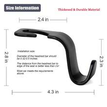4-Pack Universal Car Seat Back Storage Hooks, Multi-Functional Headrest Organizer, Hidden Car Headrest Hooks, Auto Interior Accessories - Black - View 3