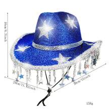 Women Sparkle Cowgirl Hats Bling Rhinestone Star Cowgirl Hats Bachelorette Party Hat Accessories - màu đen - Xem 7
