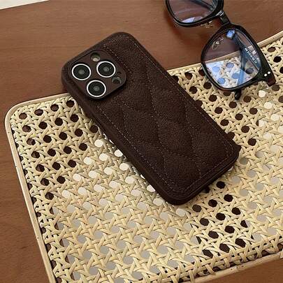 Minimalist Niche Vintage Dark Brown Meteorite Pattern Down Jacket Phone Case Compatible With IPhone 17 Pro Max/ 16 Pro Max/ 15, Apple 14 Pro Max, New 13/12/11