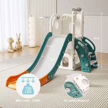 Toddler Slide, Kids Slide For Toddlers Indoor Playset For Toddlers With Basketball Hoop And Ball Playset Telescope - 橘色 - 查看 9