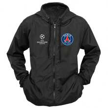 PSG Windbreaker Jacket Adult Unisex Zipper And Hood Jacket - màu đen - Xem 1