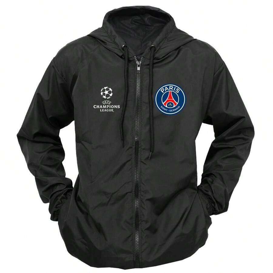 PSG Windbreaker Jacket Adult Unisex Zipper And Hood Jacket - màu đen - Xem 1