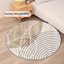 1 块圆形地毯，米色现代几何设计，防滑，易于清洁，多种尺寸可选，适用于玄关、客厅、办公室、卧室、书房、室内地毯、防滑、可洗地毯、房间地毯、客厅地毯、卧室地毯、床边地毯、卧室装饰、家居装饰、客厅装饰 - 彩色 - 查看 14