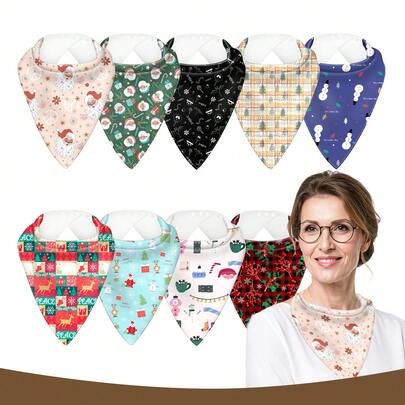 1 Fashionable Adult Triangular Scarf, Adult Dining Bib, Skin-Friendly And Soft, Breathable, Machine Washable, Suitable For Outdoor Decoration And People Who Need Care, Suitable For Older Children And Middle-Aged And Elderly People, Suitable For Men And Women, Four Seasons, Christmas Gift