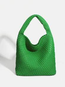 2 件装休闲纯素皮革女士手提包，顶部提手单肩包，大容量软手提包，编织手提包，女士钱包，新年装，古铜色