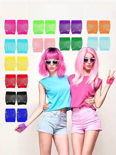 D EXCEED 1/4pairs 80s Fishnet Short Gloves For Women – For Halloween Parties, 80's/90's Themed Parties, School Musicals, Birthday Parties, Dance Parties, Band Performances & Cosplay Parties​